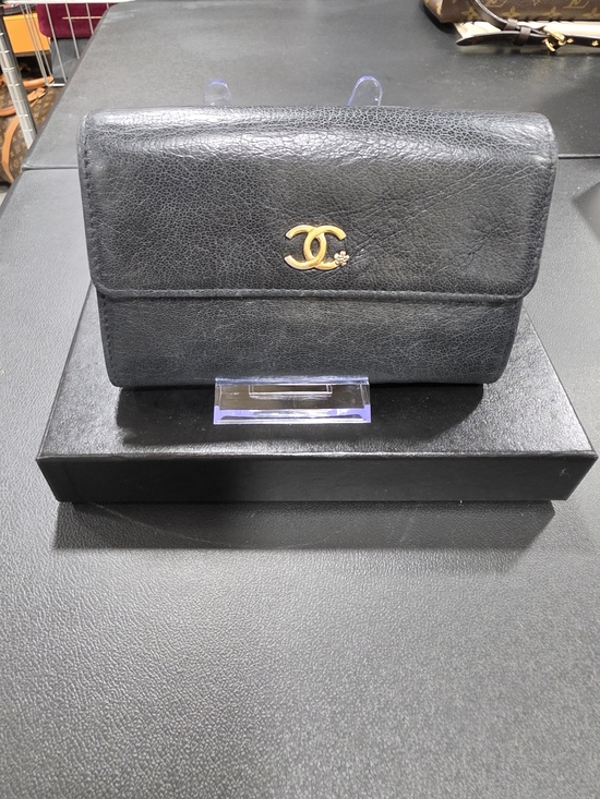 CHANEL Handbags - CHANEL Black Compact Flap Wallet W/Box